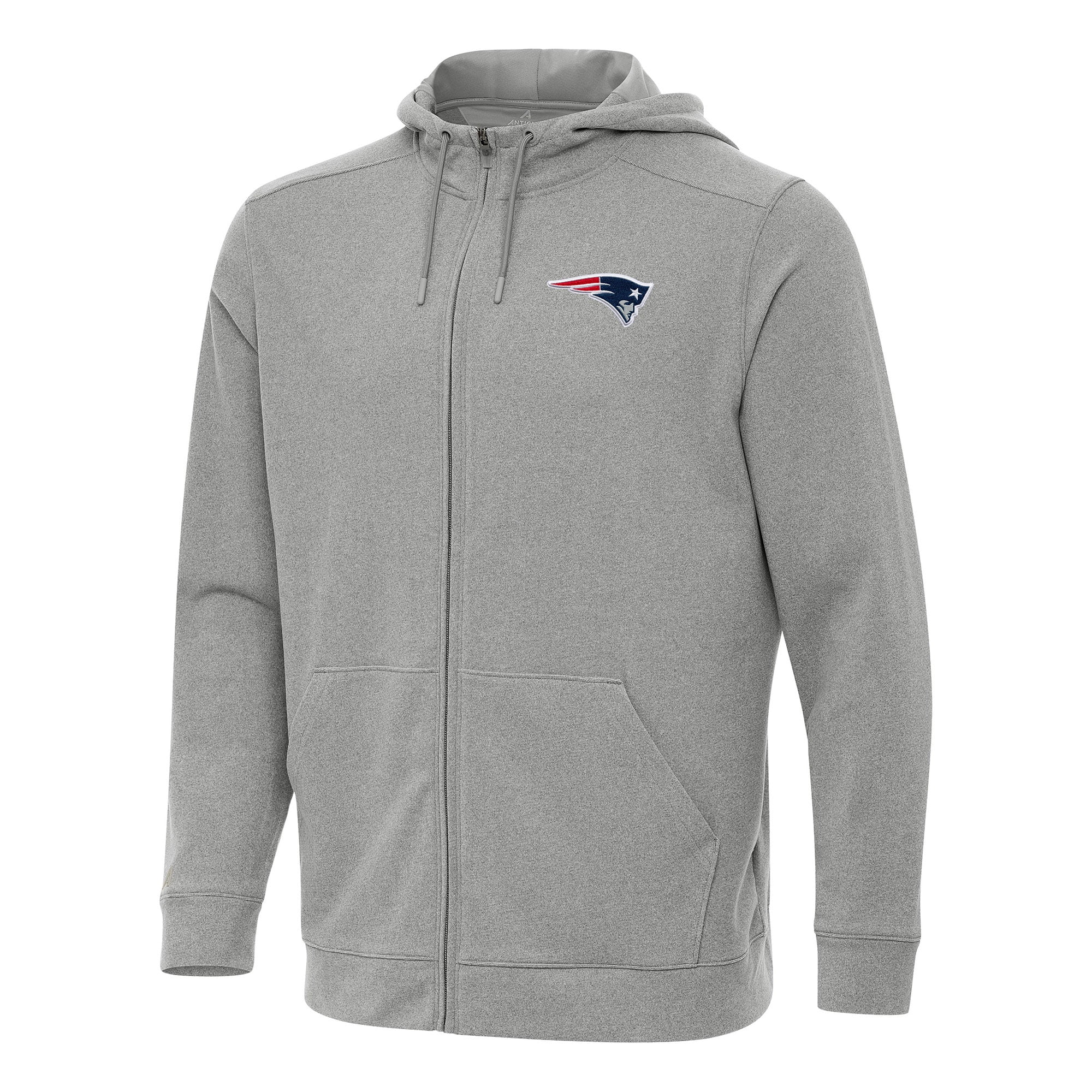 Men s Antigua Heather Gray New England Patriots Effortless Full Zip Hoodie Walmart