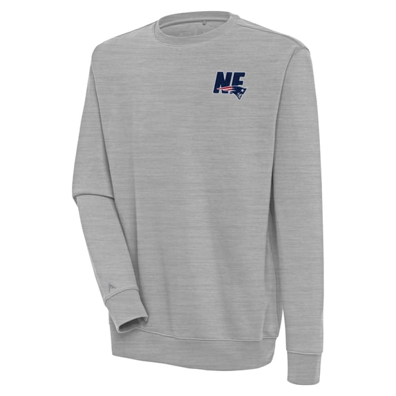 Men's Antigua Heather Gray New England Patriots Victory Pullover Sweatshirt