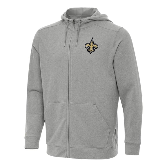 Men's Antigua Heather Gray New Orleans Saints Effortless Full-Zip Hoodie