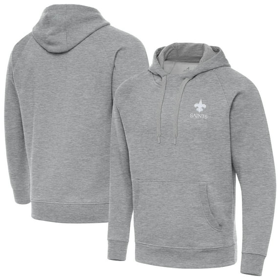 Men's Antigua Heather Gray New Orleans Saints-Victory Pullover Hoodie