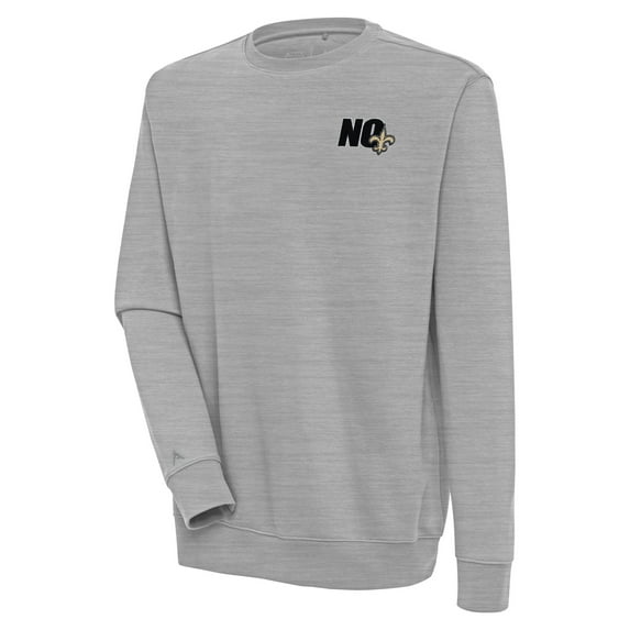 Men's Antigua Heather Gray New Orleans Saints Victory Pullover Sweatshirt