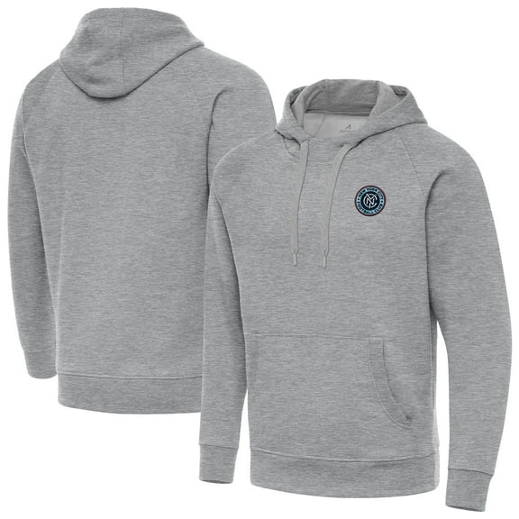 Men's Antigua Heather Gray New York City FC Big & Tall Victory Pullover Hoodie