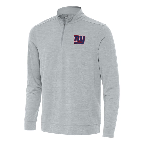 Men's Antigua Heather Gray New York Giants Bright Quarter-Zip Top