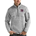 thumbnail image 1 of Men's Antigua Heather Gray New York Giants Team Logo Fortune Quarter-Zip Pullover Jacket, 1 of 1