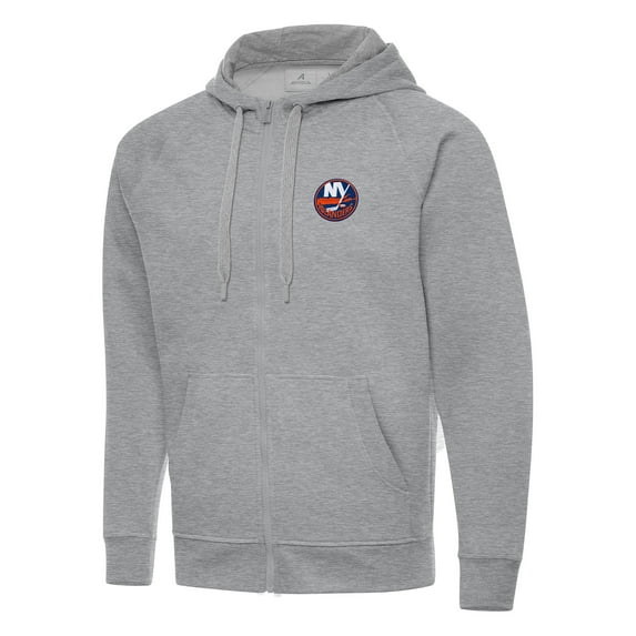 Men's Antigua Heather Gray New York Islanders Big & Tall Victory Full-Zip Hoodie