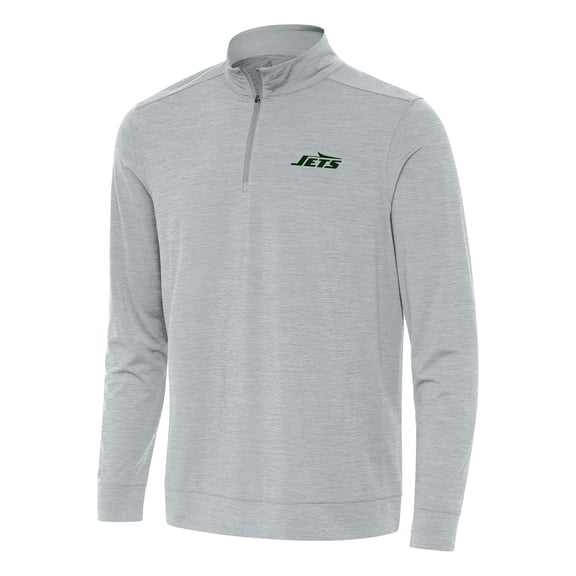 Men's Antigua Heather Gray New York Jets Bright Quarter-Zip Top