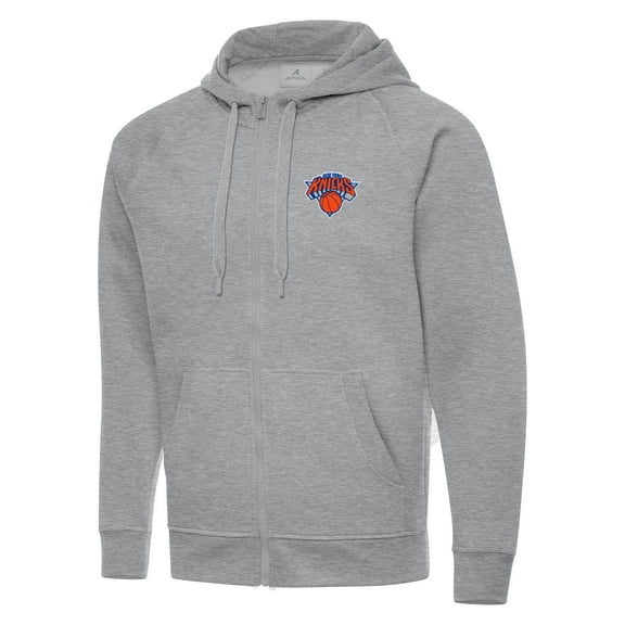 Men's Antigua Heather Gray New York Knicks Big & Tall Victory Full-Zip Hoodie