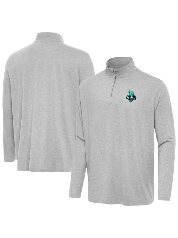Men's Antigua Heather Gray New York Liberty Hunk Quarter-Zip Top