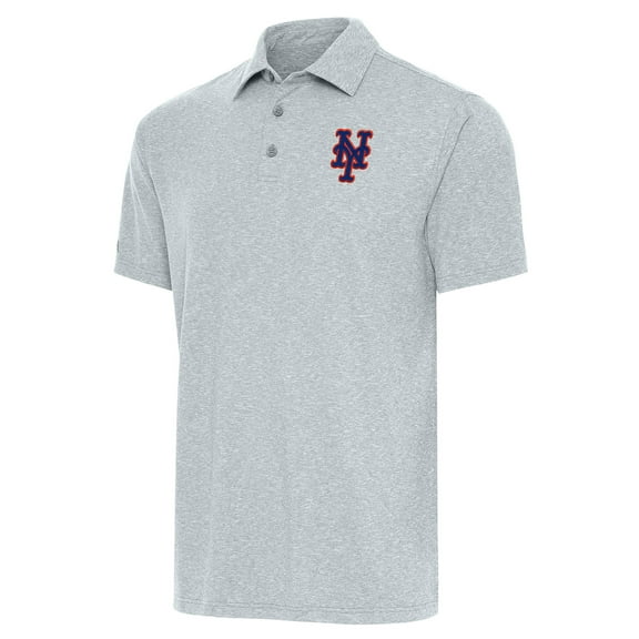 Men's Antigua Heather Gray New York Mets Par Polo