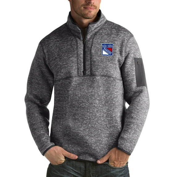 Men's Antigua Heather Gray New York Rangers Fortune Big & Tall Quarter-Zip Pullover Jacket