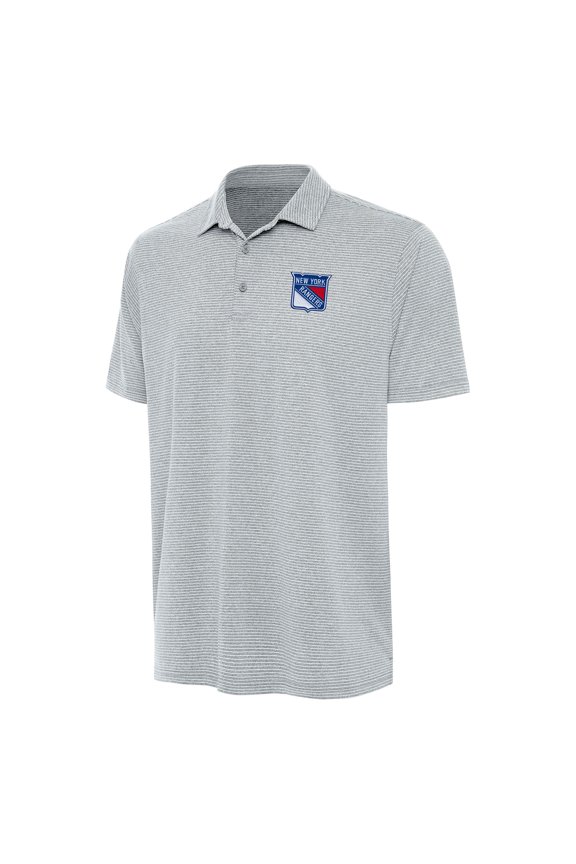 Men's Antigua Heather Gray New York Rangers Scheme Polo