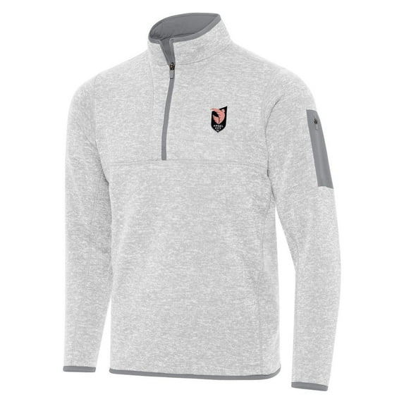 Men's Antigua Heather Gray Angel City FC Fortune Quarter-Zip Jacket