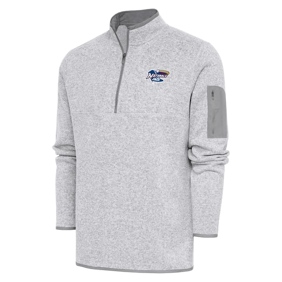 Men's Antigua Heather Gray Northwest Arkansas Naturals Fortune Quarter-Zip Pullover Jacket
