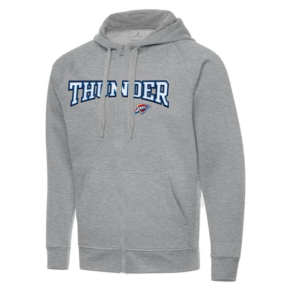 Men's Antigua Heather Gray Oklahoma City Thunder Big & Tall Victory Full-Zip Hoodie Jacket