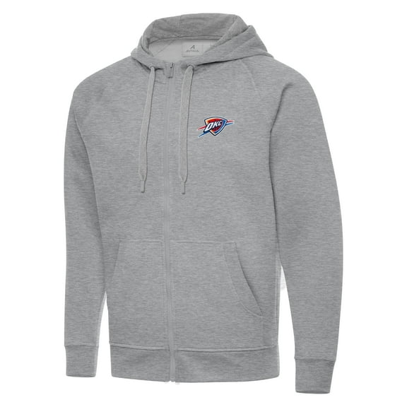 Men's Antigua Heather Gray Oklahoma City Thunder Big & Tall Victory Full-Zip Hoodie Jacket