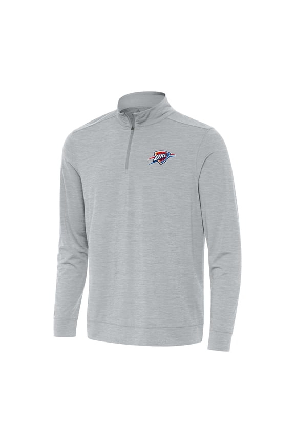 Men's Antigua Heather Gray Oklahoma City Thunder Bright Quarter-Zip Top
