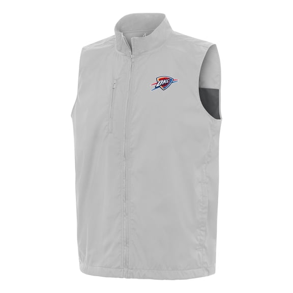 Men's Antigua  Heather Gray Oklahoma City Thunder Brisk Full-Zip Vest