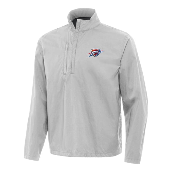 Men's Antigua Heather Gray Oklahoma City Thunder Brisk Quarter-Zip Windbreaker