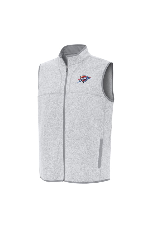 Men's Antigua Heather Gray Oklahoma City Thunder Fortune Full-Zip Vest
