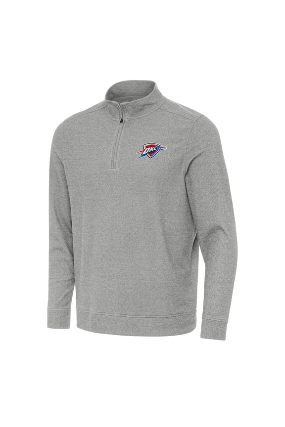 Men's Antigua Heather Gray Oklahoma City Thunder Subtle Quarter-Zip Sweatshirt