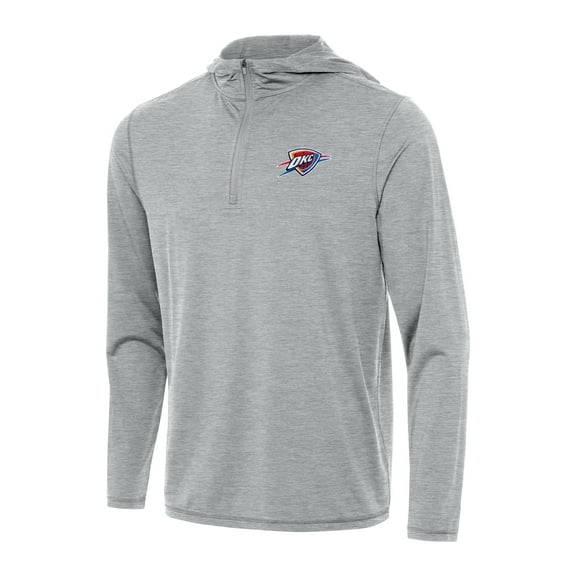 Men's Antigua Heather Gray Oklahoma City Thunder Tidy Quarter-Zip Hoodie
