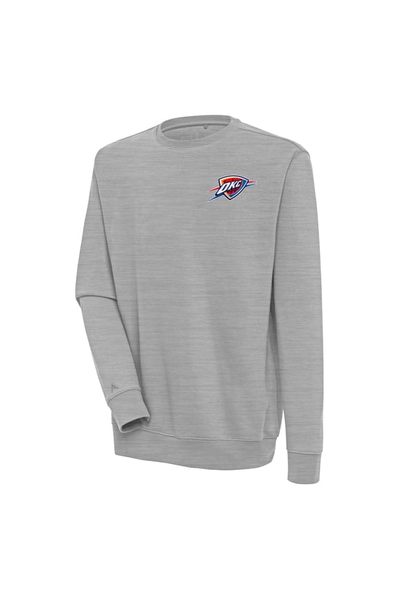 Men's Antigua Heather Gray Oklahoma City Thunder Victory Pullover Sweatshirt