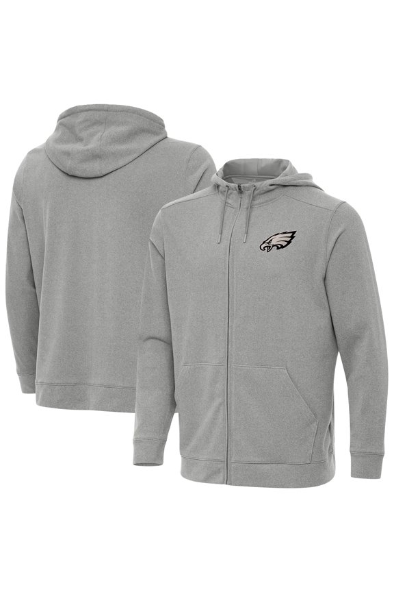Men's Antigua Heather Gray Philadelphia Eagles Effortless Full-Zip Hoodie Jacket