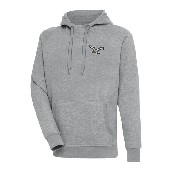 Men's Antigua Heather Gray Philadelphia Eagles Throwback Logo Victory Pullover Hoodie