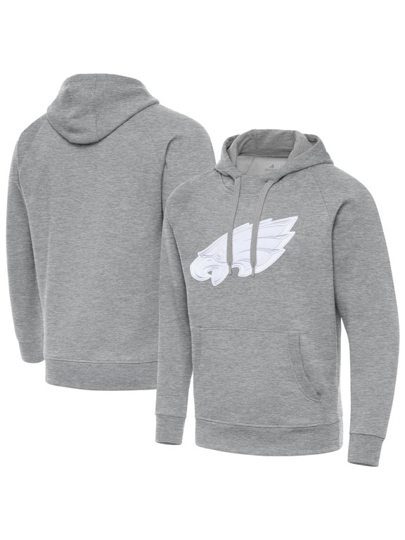 Men's Antigua Heather Gray Philadelphia Eagles Victory Pullover Hoodie
