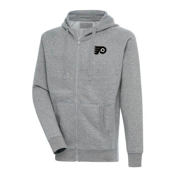 Men's Antigua Heather Gray Philadelphia Flyers Metallic Logo Victory Full-Zip Hoodie