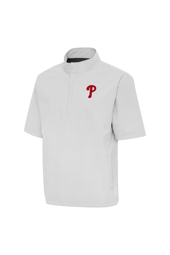 Men's Antigua Heather Gray Philadelphia Phillies Brisk Quarter-Zip Wind Shirt