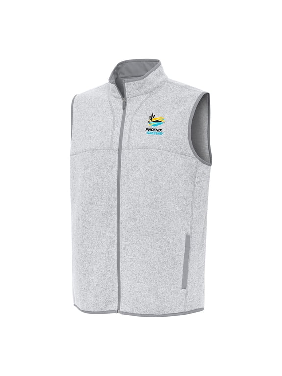 Men's-Antigua Heather Gray Phoenix Raceway Fortune Full-Zip Vest