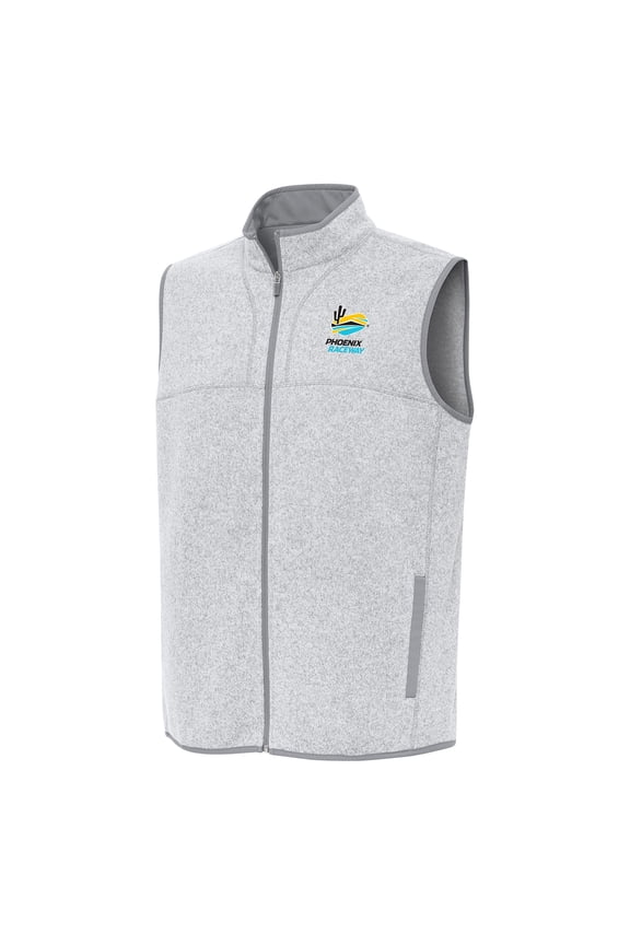 Men's-Antigua Heather Gray Phoenix Raceway Fortune Full-Zip Vest
