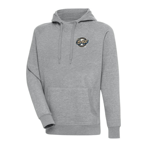 Men's Antigua Heather Gray Rancho Cucamonga Quakes Victory Pullover Hoodie