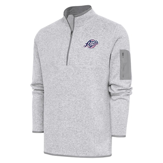 Men's Antigua Heather Gray Reno Aces Fortune Quarter-Zip Pullover Jacket