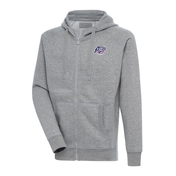 Men's Antigua Heather Gray Reno Aces Victory Full-Zip Hoodie
