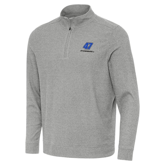 Men's-Antigua  Heather Gray Ricky Stenhouse Jr. Subtle Quarter-Zip Pullover Top