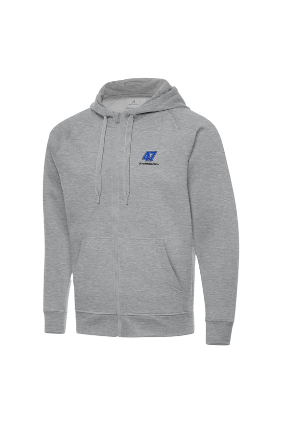 Men's-Antigua Heather Gray Ricky Stenhouse Jr. Victory Full-Zip Hoodie