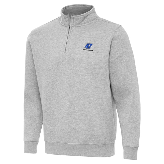 Men's-Antigua Heather Gray Ricky Stenhouse Jr. Victory Quarter-Zip Sweatshirt