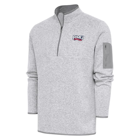 Men's Antigua Heather Gray Robert Morris Colonials Fortune Quarter-Zip Pullover Jacket