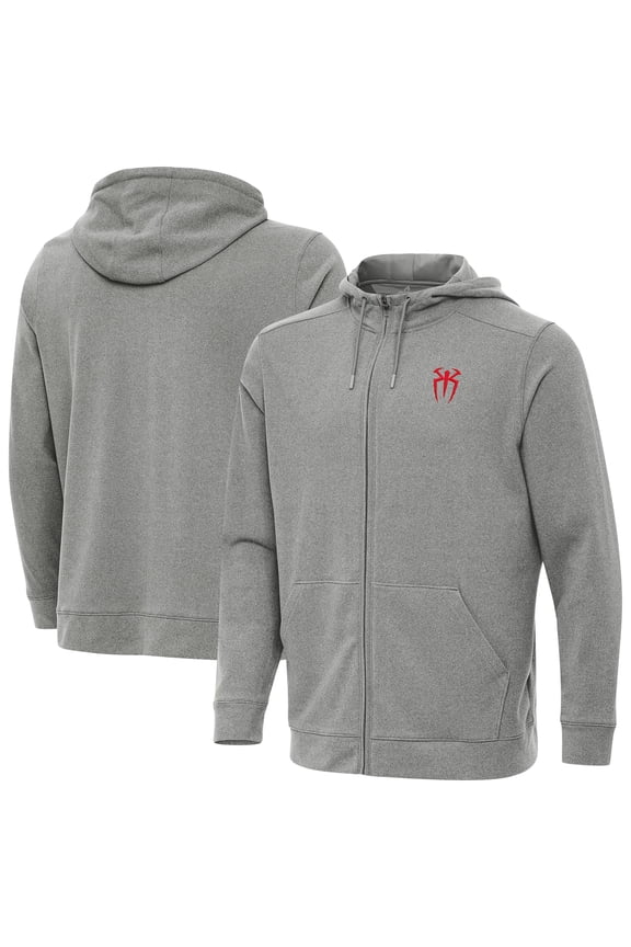 Men's Antigua Heather Gray Roman Reigns Effortless Full-Zip Hoodie