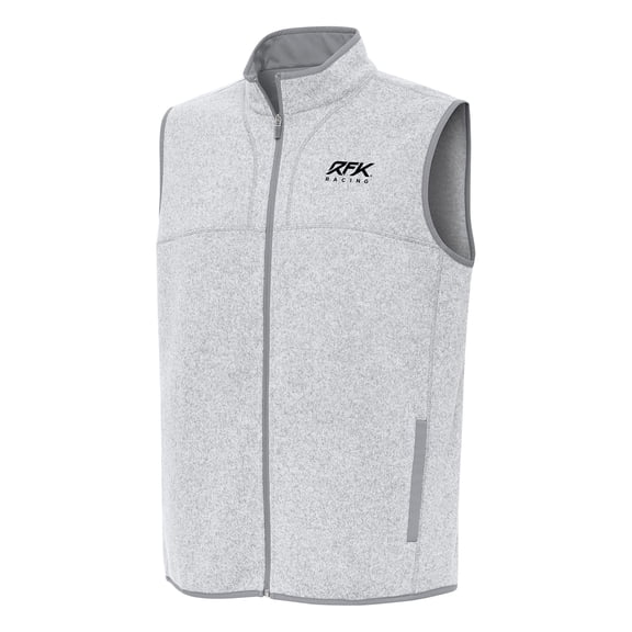 Men's-Antigua Heather Gray Roush Fenway Keselowski Racing Fortune Full-Zip Vest