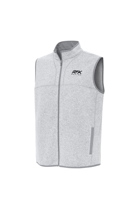 Men's-Antigua Heather Gray Roush Fenway Keselowski Racing Fortune Full-Zip Vest