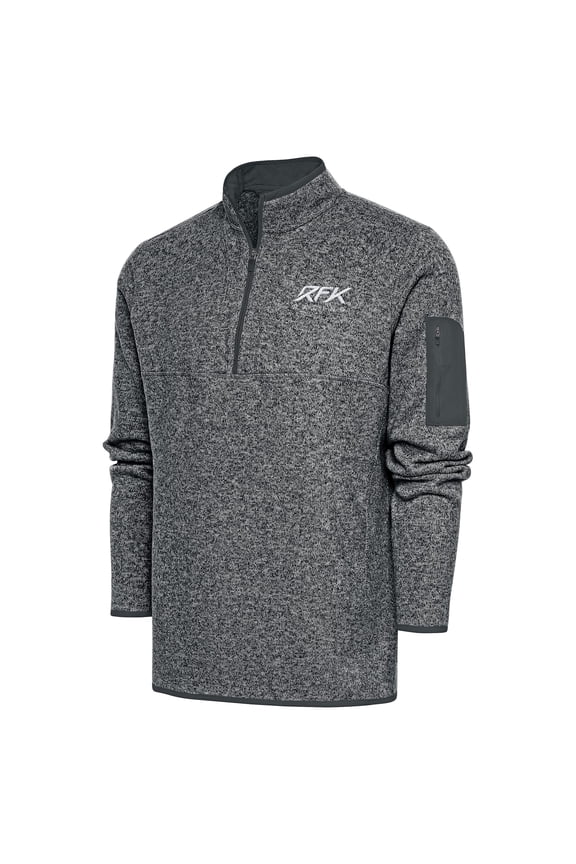 Men's Antigua Heather Gray Roush Fenway Keselowski Racing Fortune Quarter-Zip Pullover Jacket