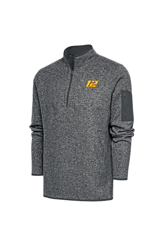 Men's Antigua Heather Gray Ryan Blaney Fortune Quarter-Zip Pullover Jacket