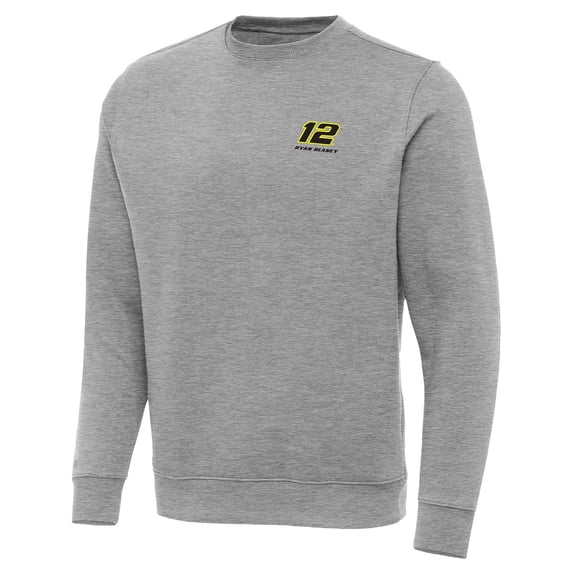 Men's-Antigua Heather Gray Ryan Blaney Victory Pullover Sweatshirt