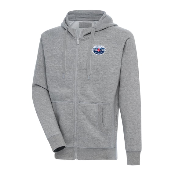 Men's Antigua Heather Gray Salem Red Sox Victory Full-Zip Hoodie
