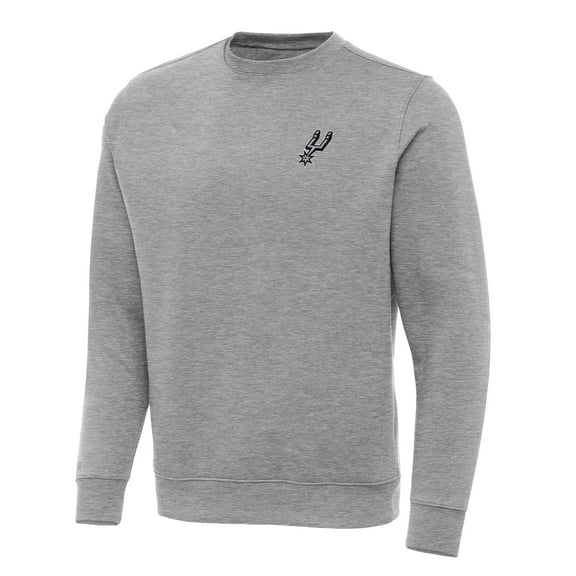 Men's Antigua Heather Gray San Antonio Spurs Big & Tall Victory Crew Neck Pullover Sweatshirt