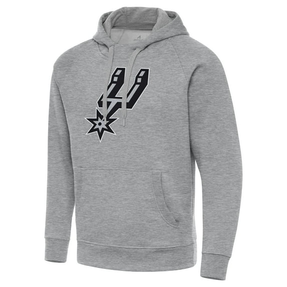 Men's Antigua Heather Gray San Antonio Spurs Big & Tall Victory Raglan Pullover Hoodie
