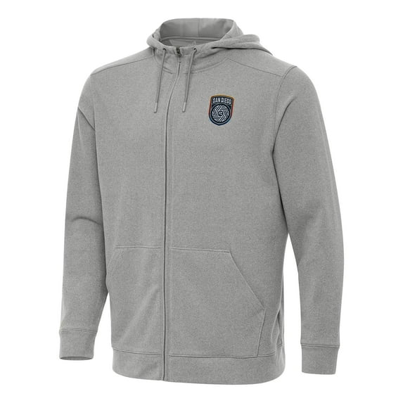 Men's Antigua Heather Gray San Diego FC Effortless Full-Zip Hoodie